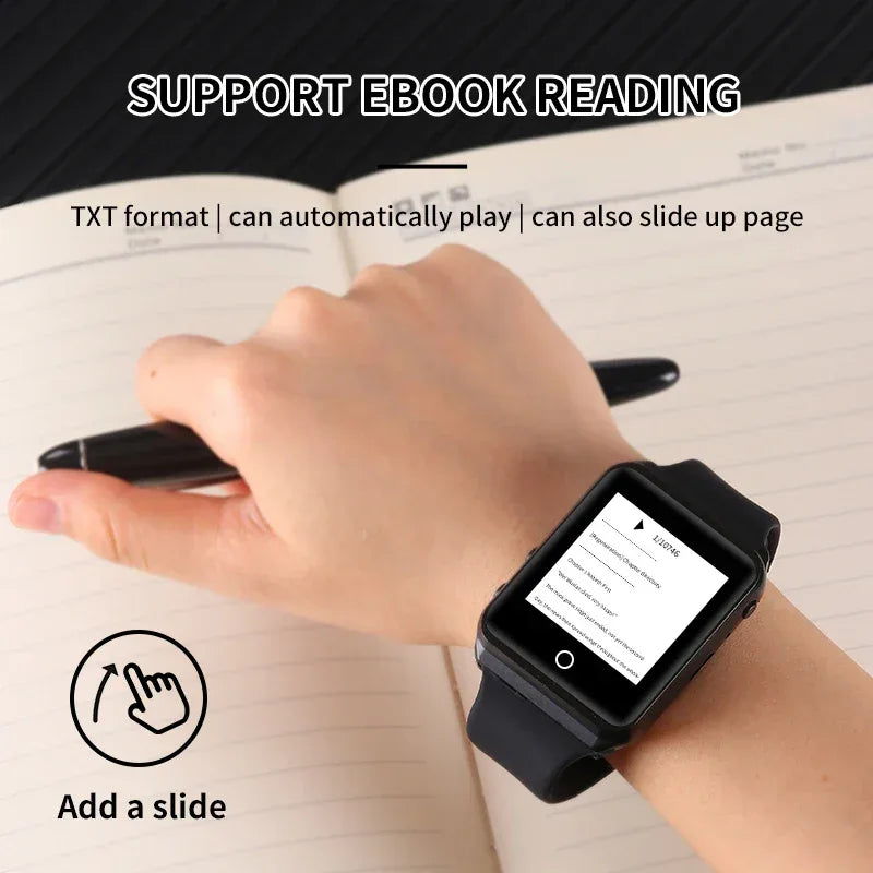 Metal Bluetooth watch MP3 music player HiFi audio quality Bluetooth 5.0 support TF card FM FM/e-book/pedometer wristband MP4