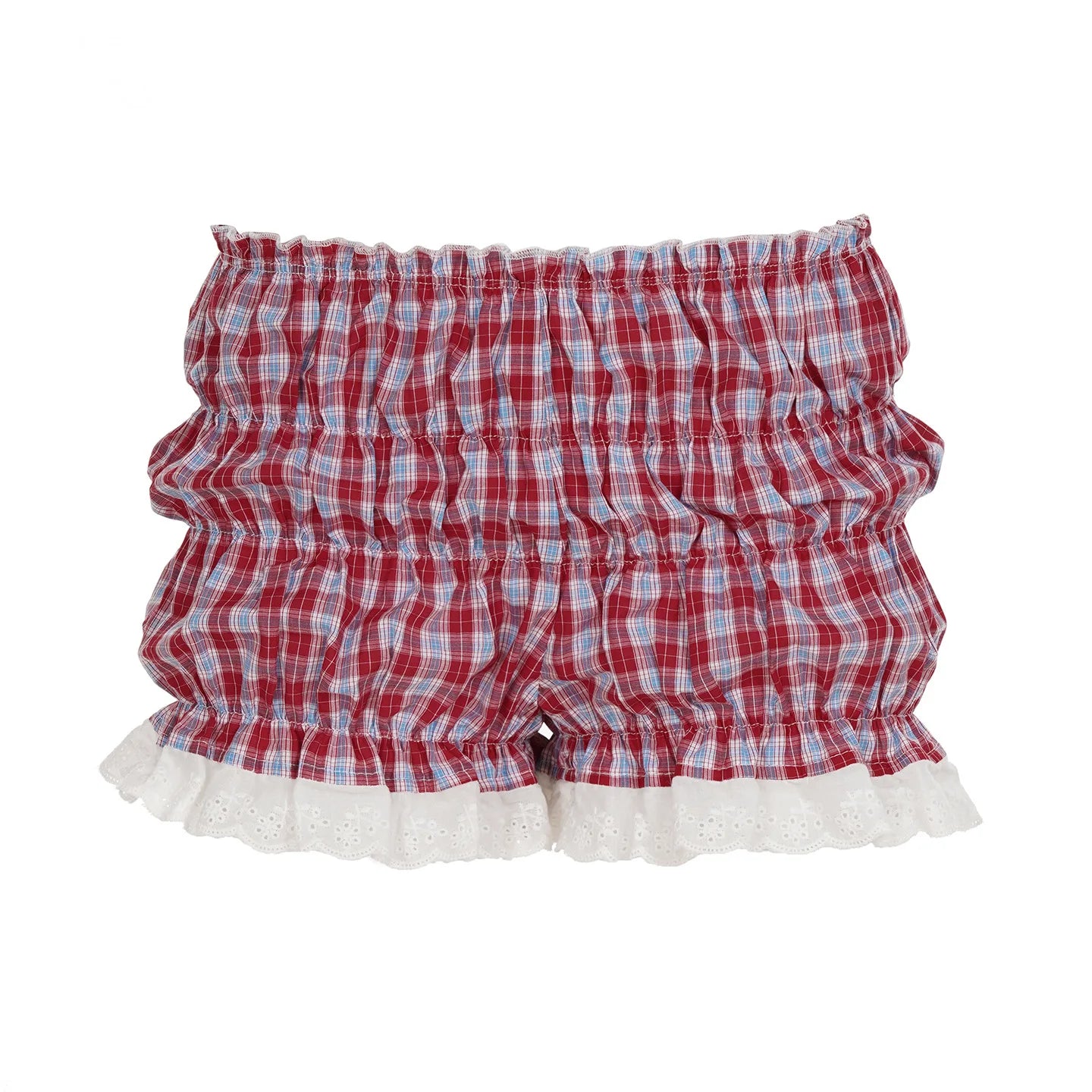 HLJ&GG White Knit Letter Fashion Y2K Outfits Women O Neck Sleeveless Slim Crop Top + Lace Plaid Shorts Two Piece Sets Streetwear