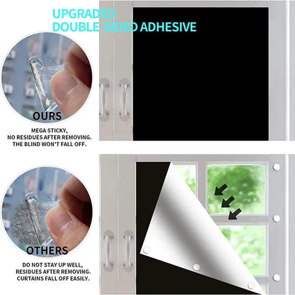 Blackout Curtain Self-adhesive Cooling Window Shades With Silver Coate For Living Room Bedroom Home Window Film Cloth