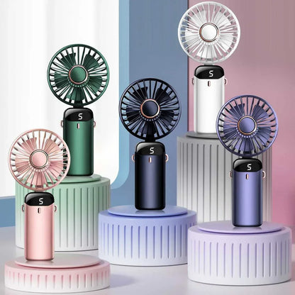 Handheld Mini Fan Foldable Portable USB Charging Neck Fan 1200mAh 5 Speed Settings  Suitable for Home and Outdoor Use