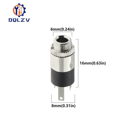 5PCS/LOT PJ392 3.5mm Stereo Female Sockect Jack with Screw 3.5 Audio Headphone Connector PJ-392