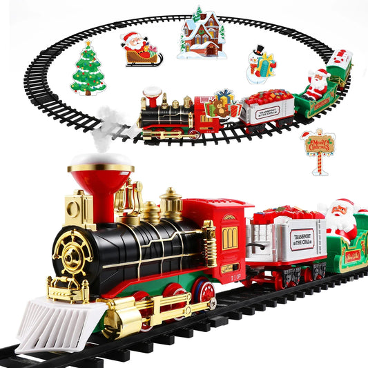 Christmas Train Set Electric Railway Tracks Train Toy With Sound Light For Kids Gift Under The Christmas Tree Decoration