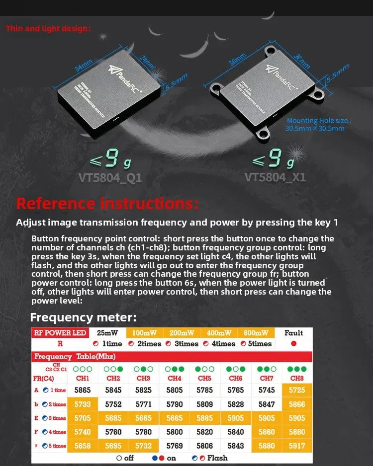 PandaRC Panda 40CH 5.8G 800mW picture transmission FPV VTX wireless transmitter drone crossing machine   jumper t pro gafas fpv