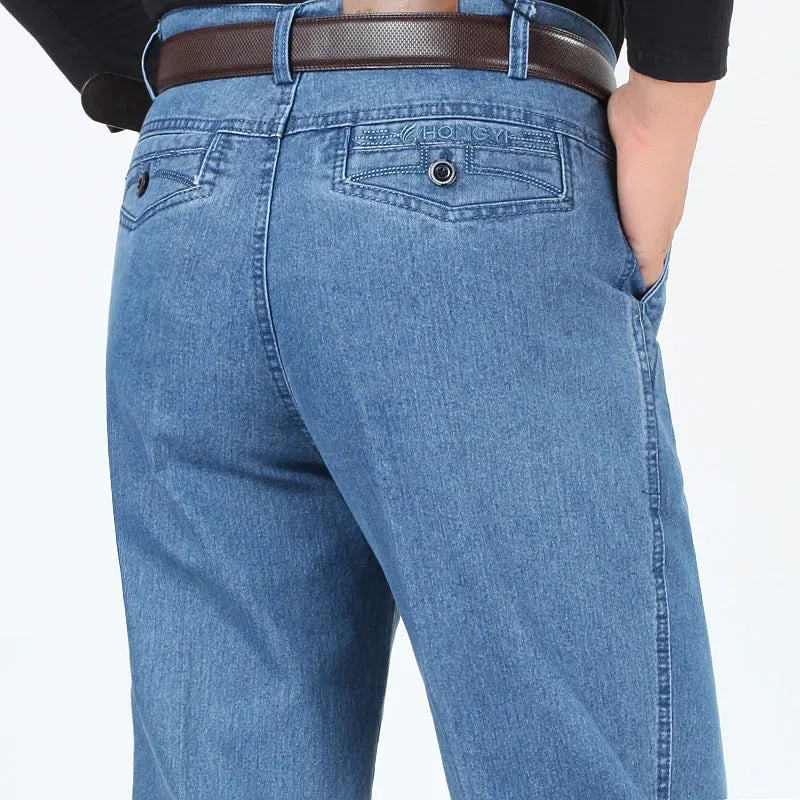 New Arrival Stretch Jeans for Men Spring Autumn Male Casual High Quality Cotton Regular Fit Denim Pants Dark Blue Baggy Trousers