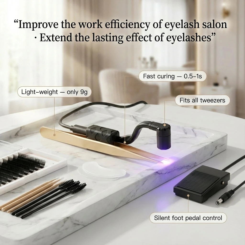 Heatless UV LED Tweezers Lash Lamp 2W Handheld UV Lash System Quick Drying Lamp for Eyelash Extension