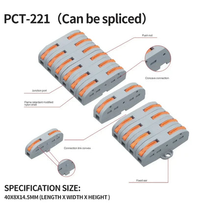 SPL2/3/4/5 Connector Wiring Terminal Quick PCT Lamp Wire Connector Parallel Wire Junction Box 1/2/3/4/5 in Multiple Out Splitter