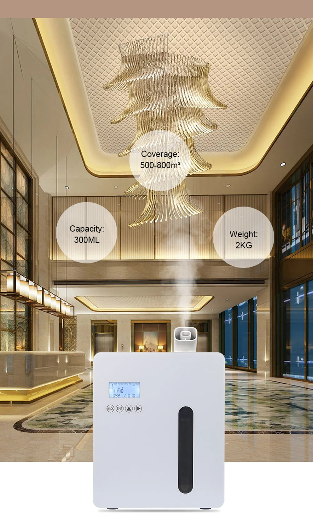 800m³ Essential Oil Diffuser HVAC Air Freshener Scent Machine Aromatizer Wall Mounted Hotel Aroma Oil Diffuser Home Fragrance