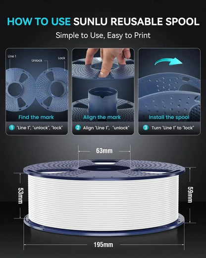SUNLU 1KG PLA /Clear 3D Printer Filament 1.75mm 1000g Spool (2.2lbs) Neatly Arranged No Knot Filament Fit Most FDM Printer
