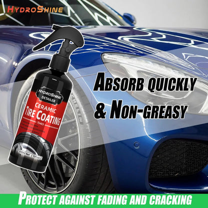 Hydroshine Ceramic Tire Coating Shine Spray Tyre Gloss Plastic Rubber Wheel Restorer  Long Lasting Hydrophobic Cleaner Seal Wax