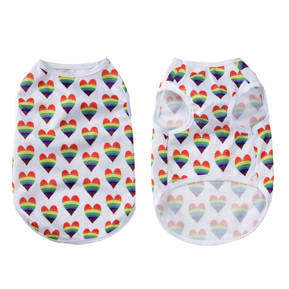 Breathable Dog Clothes For Small Medium Dogs Cats Summer Creative Rainbow Print Puppy Vest T-shirt Schnauzer Pug Pet Costume
