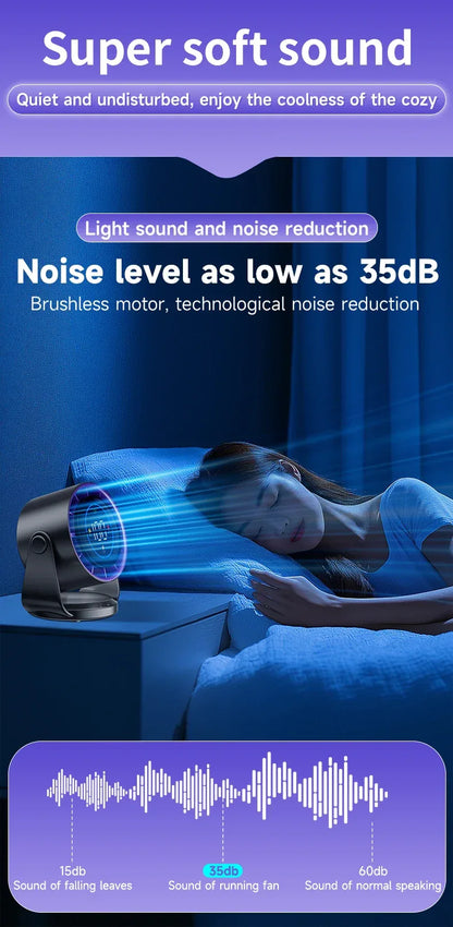 Rechargeable Portable Desktop Fan Digital Multi-Speed Cooling Fan for Indoor Outdoor Home Office Use