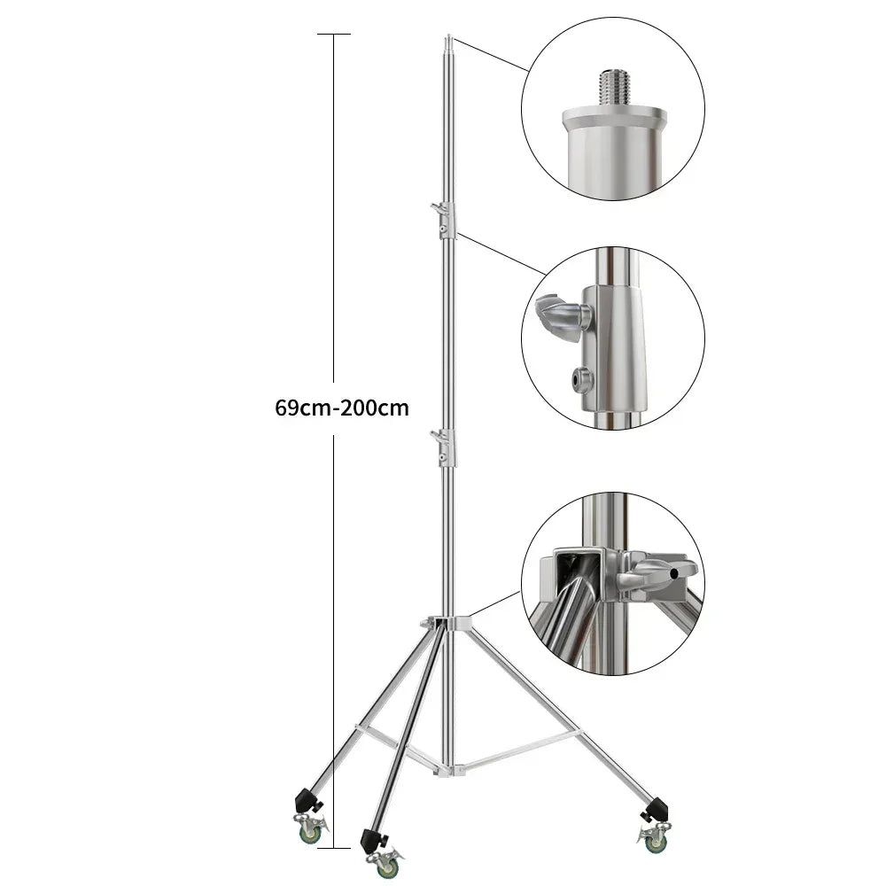 290cm Air Pressure Tripod Bearing 10kg for Camera Stainless Steel Light Stand For Ring Light Live Youtube and Photography Soft