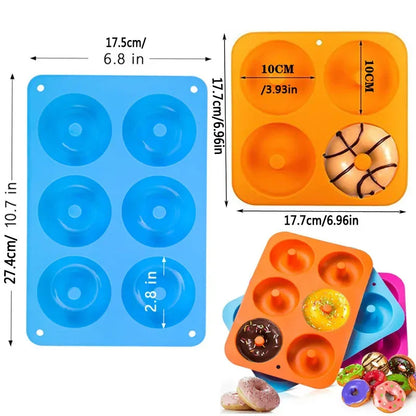 6 Holes Silicone Donut Mold Baking Pan Non-Stick Baking Pastry Chocolate Cake Dessert DIY Decoration Tools Bagels Muffins Donuts