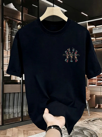 2026 men's new spring and summer printed T-shirt - high-quality, casual, versatile, and fashionable loose-fitting sports T-shirt