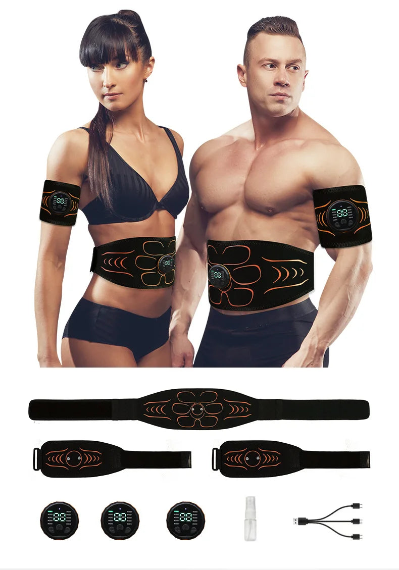 Abdominal Toning Belt EMS Muscle Stimulator Abs Trainer Muscle Toner USB Charge Body Shaping Lose Weight Fat Burn Fitness Unisex