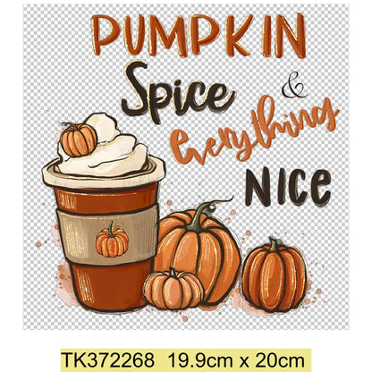 Retro Printing Thanksgiving Iron on Transfers Patches Pumpkin Autumn Heat Transfer Stickers for Clothes Heat Transfers Patches