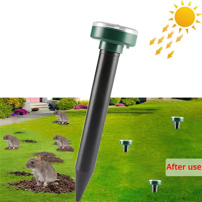 4PCS Solar Powered Ultrasonic Mouse Mole Repeller Rodent Deterrent Vibration Wave LED Lights For Yard Garden Park Farm Outdoor