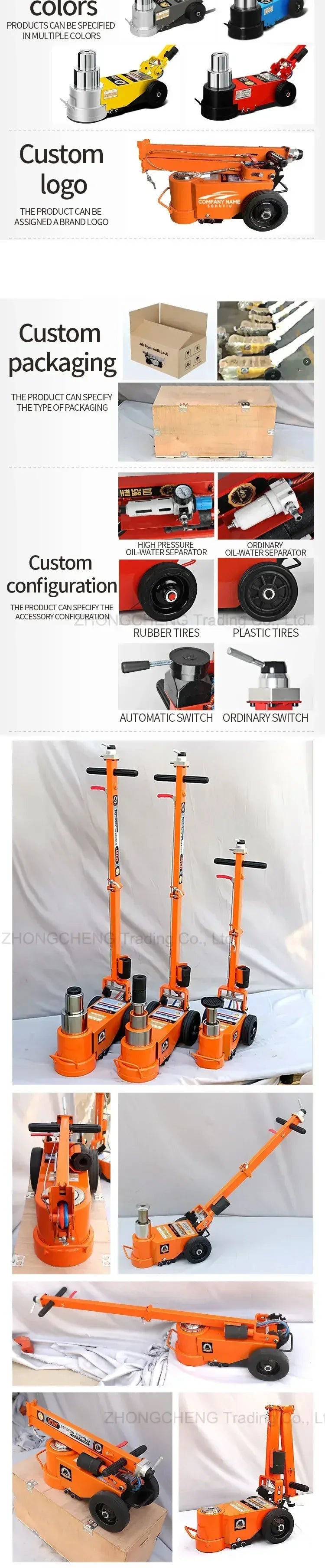 Horizontal Pneumatic Jack Hydraulic 50 Tons  Hydraulic Steam Repair Tire Pressure Truck Heavy-duty Jack