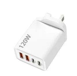 USB C Charger Total 120W 4-Port Fast Charger Mobile Phone USB Type C Charging Adapter EU/US/UK Plug For iPhone 17 Xiaomi Huawei