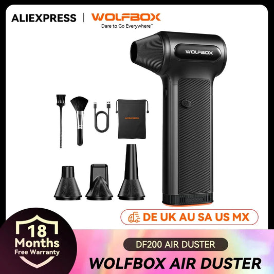 WOLFBOX DF200 Electric Powerful Fan Duster Wireless Air Blower Air Duster 3-Speed Adjustable Portable Fan for Car/Home/Outdoor