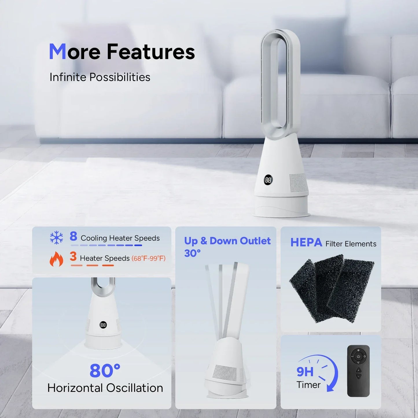 Wholesale Smart Fan and Warming Dual Purpose  Office Home House Room Portable Electric Bladeless Fan Heater