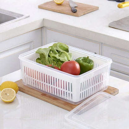 Refrigerator Storage Box Fridge Organizer Fresh Vegetable Fruit Boxes Drain Basket Storage Containers Pantry Kitchen Organizer