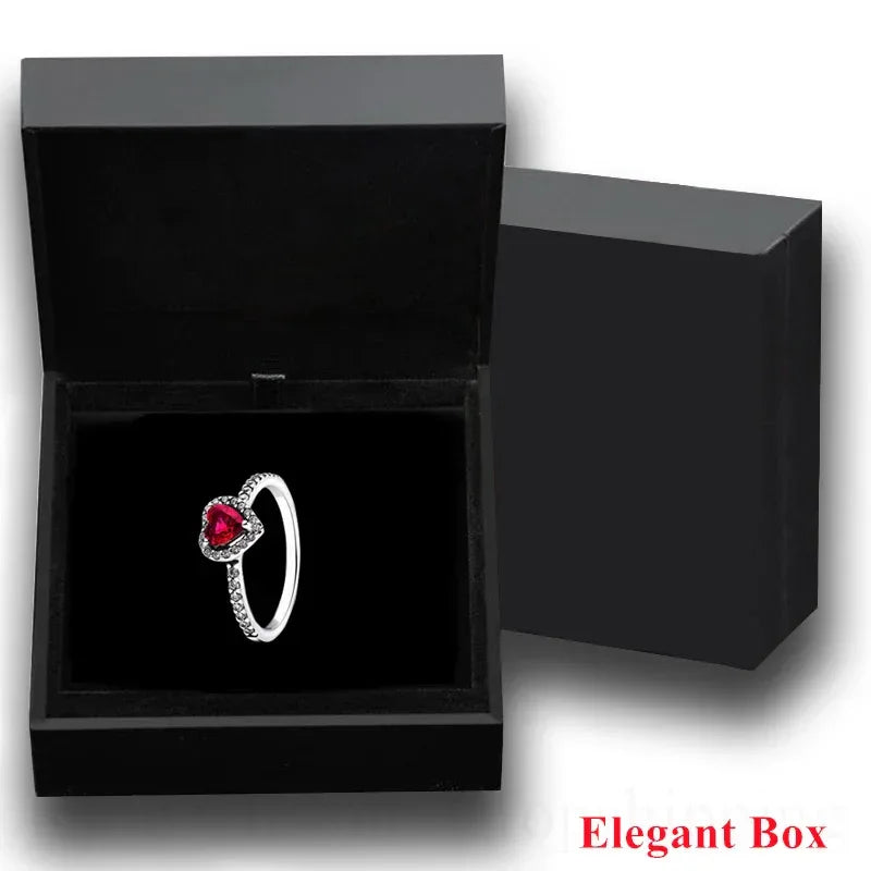 New Colored Crystal 925 Sterling Silver Ring Exquisite Women Shiny Heart Series Simple Ring Valentine's Day Gift for Lovers