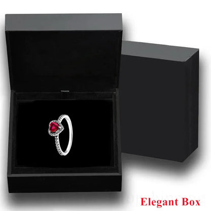 New Colored Crystal 925 Sterling Silver Ring Exquisite Women Shiny Heart Series Simple Ring Valentine's Day Gift for Lovers