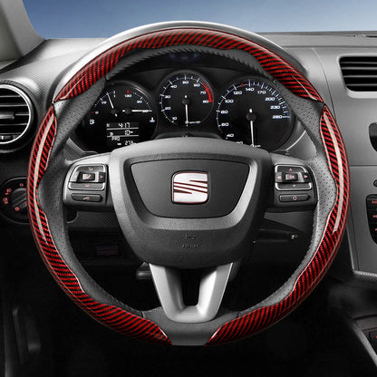 Suitable for Seat Carbon Fiber Texture Steering Wheel Cover with Segmented Quick-Release Design, Durable, for Models Such as Ibiza, Arona, Leon, Leon Sportstourer, Ateca, Etc., in Black, Blue, Red, Silver, and White by PDG ibma