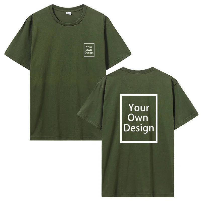 Custom Cotton Customized Print Short Sleeve T Shirt Summer Tops Tees DIY Your Like Photo Or Logo Cotton T-shirt Men Clothing
