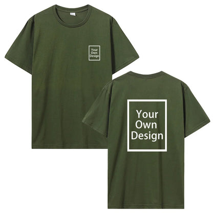 Custom Cotton Customized Print Short Sleeve T Shirt Summer Tops Tees DIY Your Like Photo Or Logo Cotton T-shirt Men Clothing