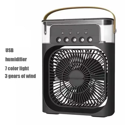 3-in-1 portable humidifying fan, mini USB air conditioning fan with LED night light function, water mist humidification, fun hom