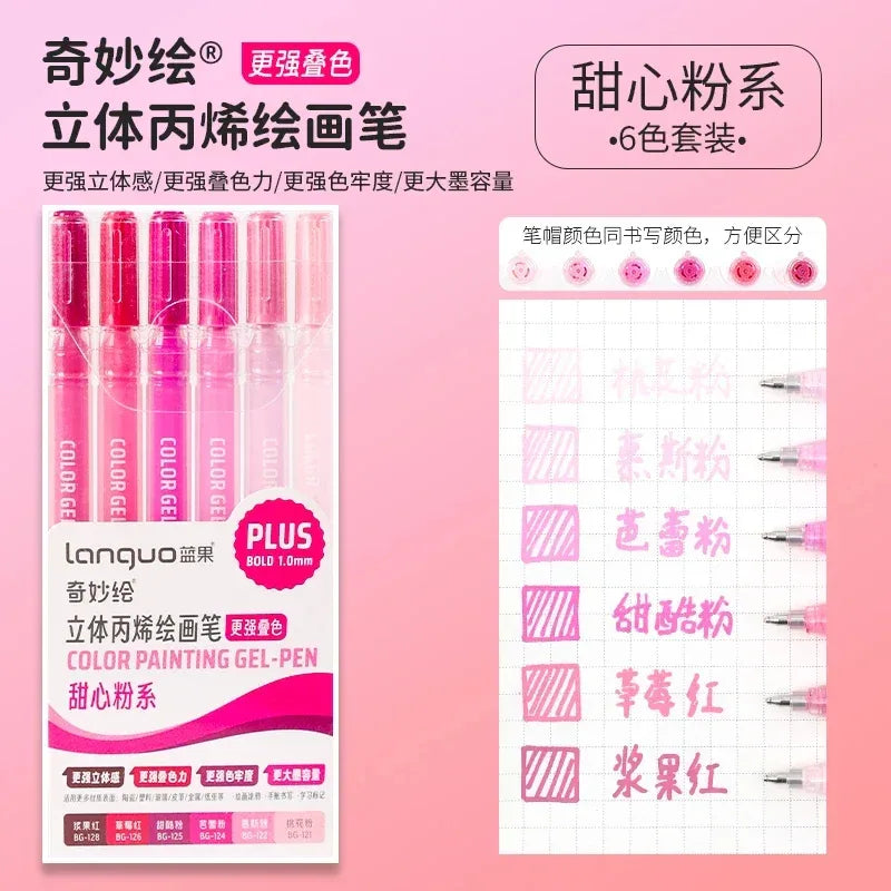 150/6 Colors Acrylic Gel Pen Student Diary Scrapbook Painting DIY Gel Pen Set Color Drawing Doodling Art Markers School Supplies