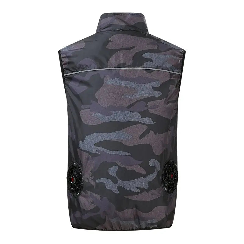 AKOOUS 12V/5V USB 4 Fans Cooling Vest Men Wearable Air Conditioned Clothes for Outdoor Work Fishing Hiking Loose Cool Vest