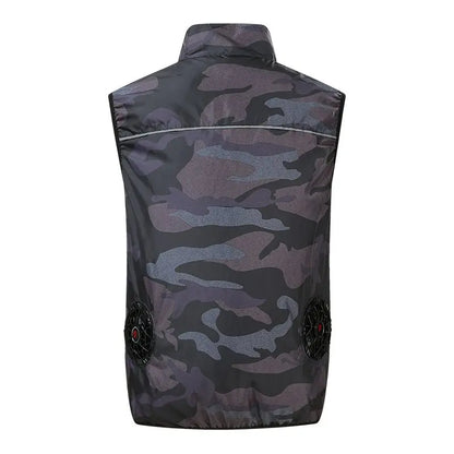 AKOOUS 12V/5V USB 4 Fans Cooling Vest Men Wearable Air Conditioned Clothes for Outdoor Work Fishing Hiking Loose Cool Vest