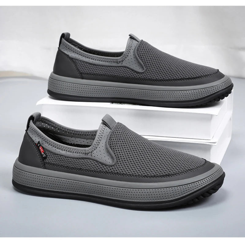 Men's mesh shoes 2026 summer new solid color versatile single shoe breathable soft sole lightweight casual shoes