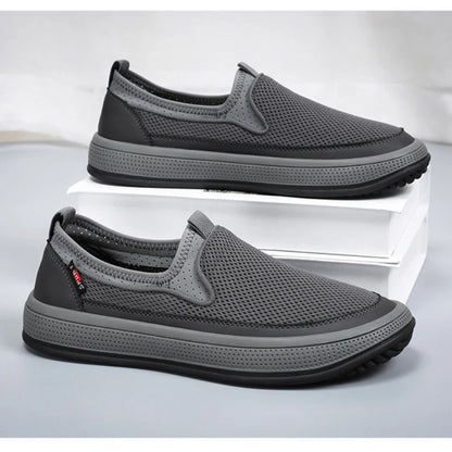 Men's mesh shoes 2026 summer new solid color versatile single shoe breathable soft sole lightweight casual shoes