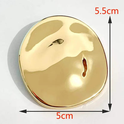 High Quality Surface Shine Metal Oval Brooch Large Irregular Pins Autumn Winter Lady Daily Colthes Backpack Ornament Accessories
