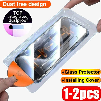 1/2 One-click installation Dust Free Glass For iPhone 15 13 12 11 14 Pro Max Mini Plus X XR Screen Protector For iPhone 15 Pro