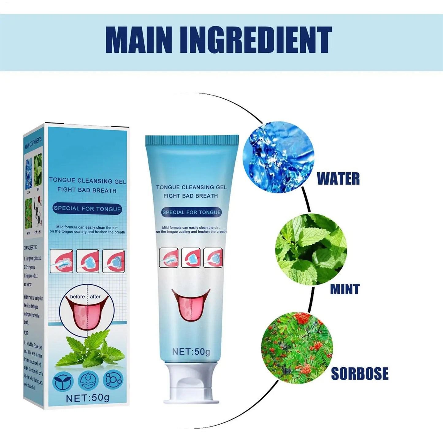 Tongue Coating Cleaning Gel Mint Tongue Scraper Scrubber Orasl Care Removal Odor Health Fresh Breath Care Dental Hygiene Tool
