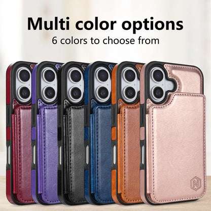 Wallet RFID Blocking Layer Protect Anti-Theft Magnetic Leather Case For iPhone Air 17 Pro Max 16e 15 Plus 14 13 12 11 Card Bag