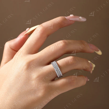 ATTAGEMS New Trends Moissanite Eternal Rings for Women S925 Sterling Silver D VVS1 Diamond Elegant Engagement Bands Fine Jewelry