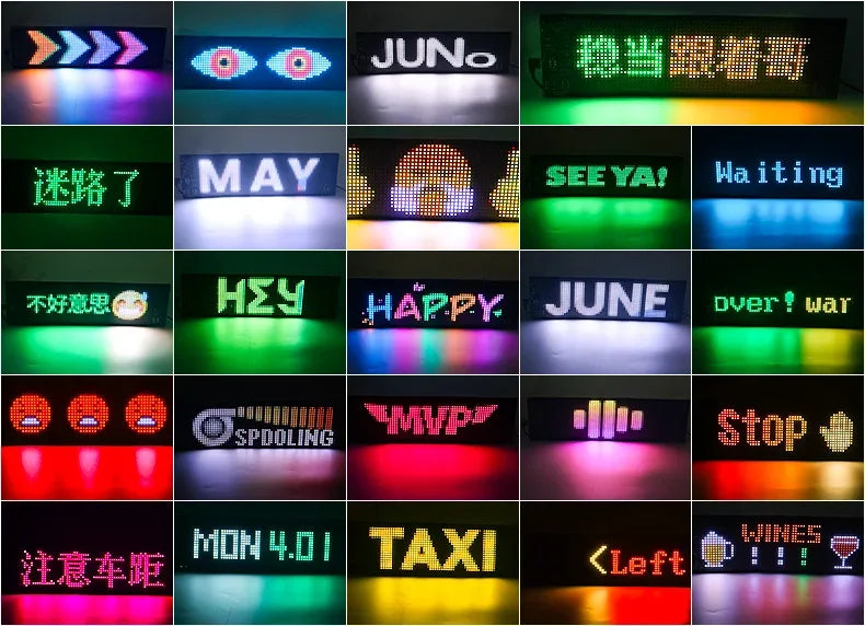 LED Scrolling Advertising Display RGB USB App Bluetooth DIY Devil Eye Overlength Matrix Pixel Panel Pattern Animation Display