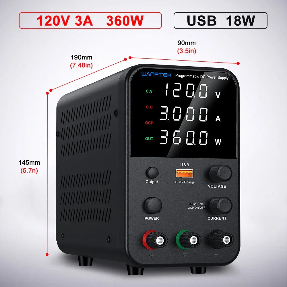 Wanptek DC Laboratory Power Supply 30V 10A 60V 5A 120V 3A Adjustable Voltage Current Applicable voltage 110V 220V Power Supply
