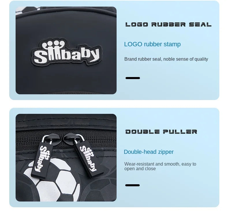 New 3D Cute Orthopedic School Bag For Boys Cartoon Football Backpack Kids Children High Capacity Waterproof  1-3 Grade Schoolbag