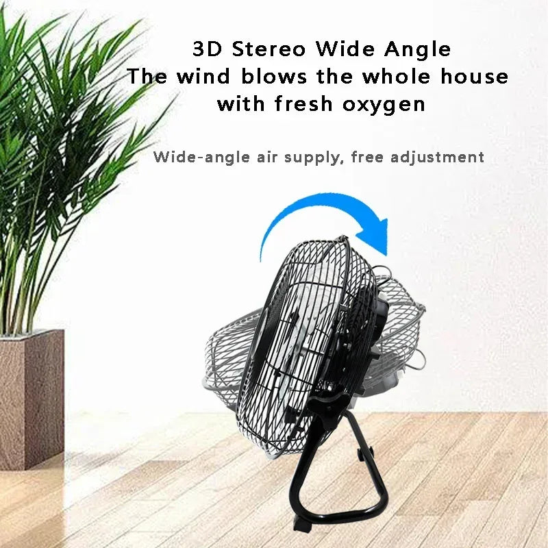 12 Inch Floor Electric Fan Household Commercial Industrial Floor Fan For Bosch For Makita For Milwaukee 18V 20V Li-ion Battery