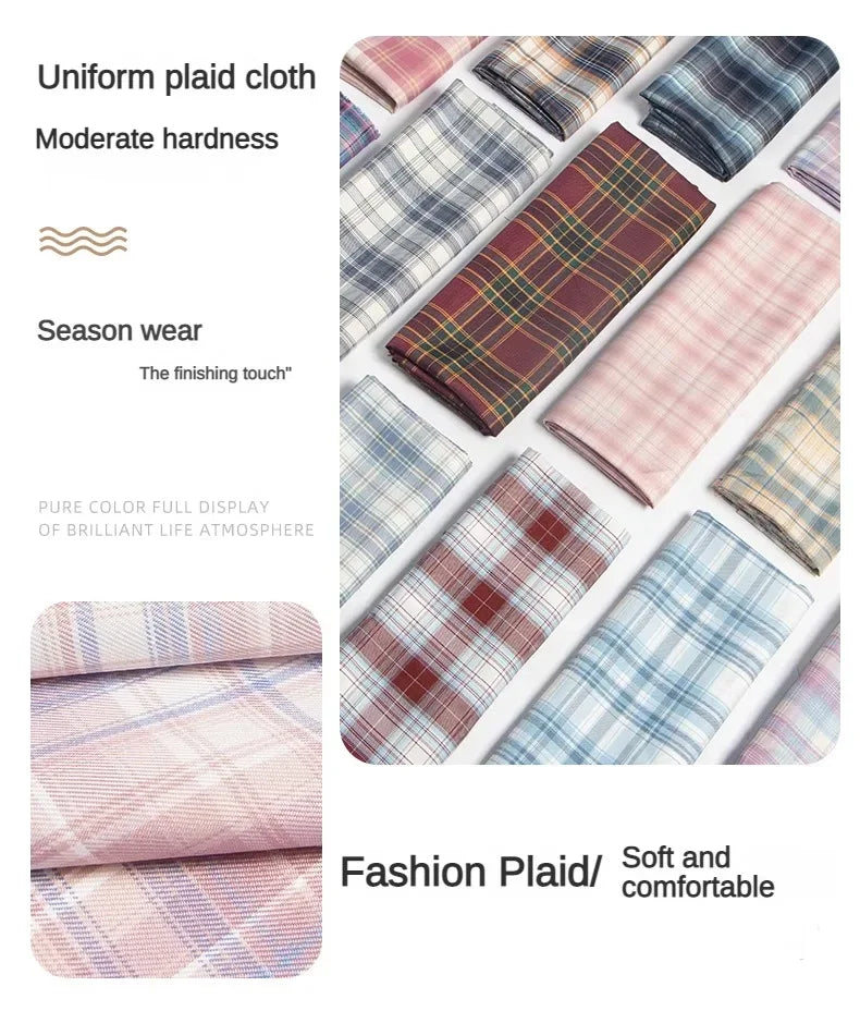 Plaid Fabric By The Meter for Japanese Jk Uniform Skirts Clothing Hair Band Clothes Pillowcases DIY Sewing Textile Anti Wrinkle
