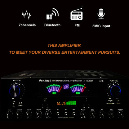 AV-555BT/999BT Max 4000W Bluetooth Sound Amplifiers Dual Dynamic Screen HiFi Digital Stereo Amplify For Home Car Theatre Karaoke