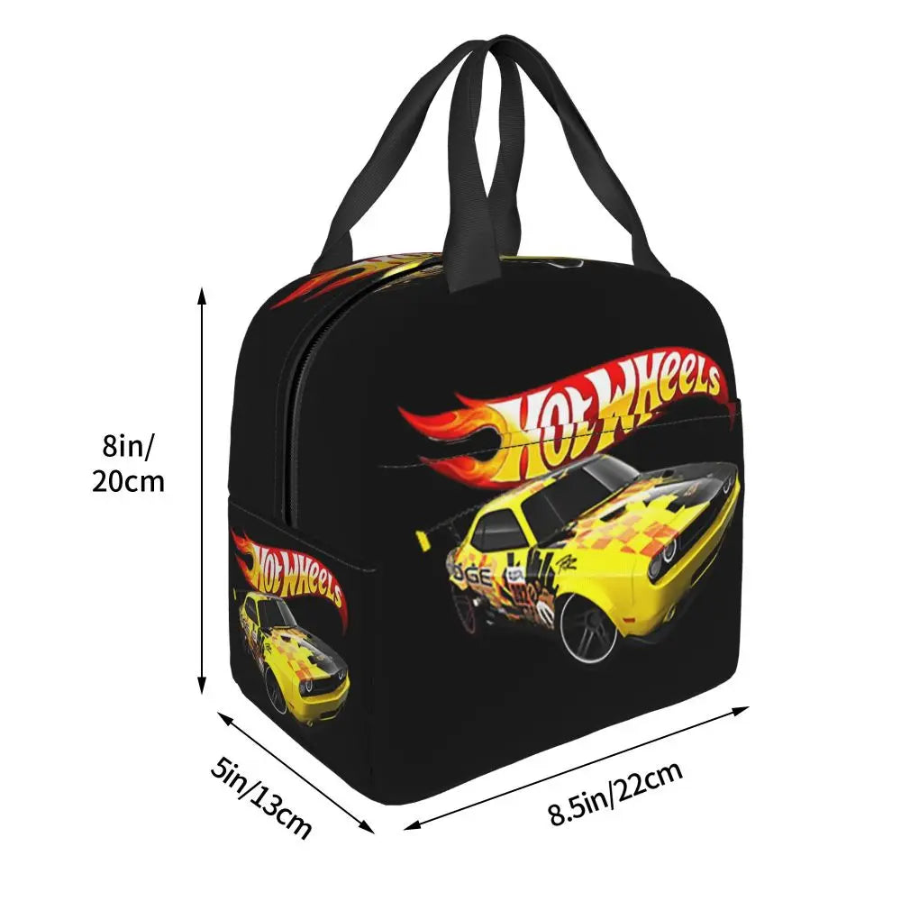 Custom Hot Wheels For Fans Thermal Insulated Lunch Bag Cartoon Sport Car Portable Lunch Container Travel Multifunction Food Box