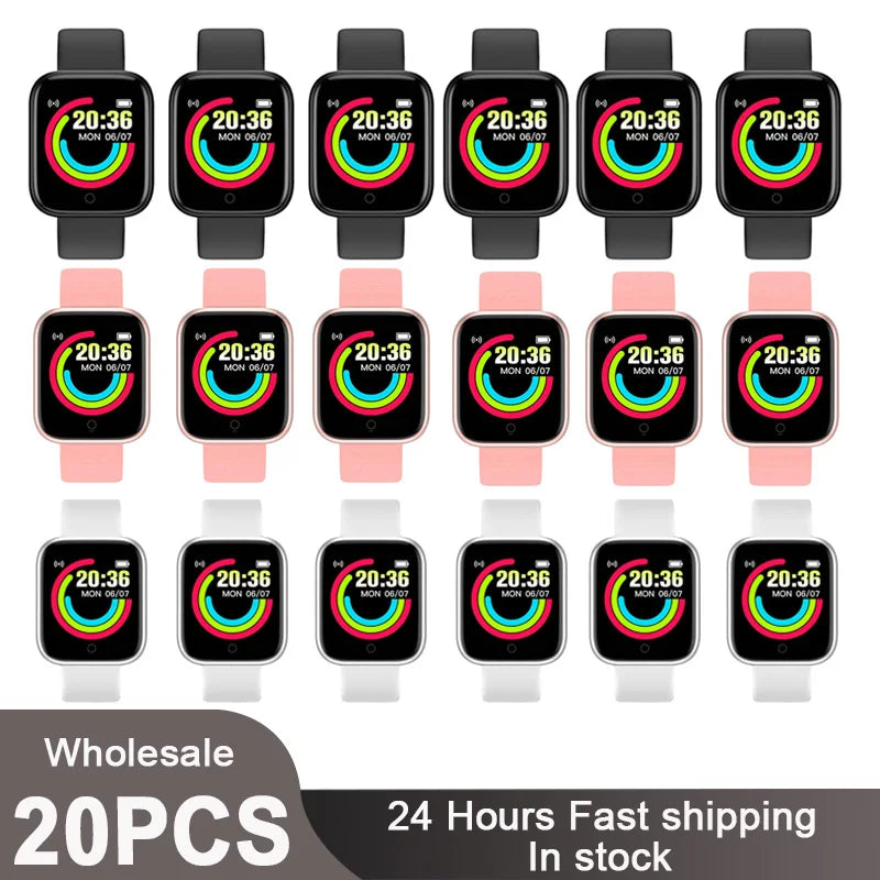 D20 Smart Watch for Men Women Sport Fitness Tracker Pedometer Smartwatch Y68 Digit Wristwatch 20 Pieces